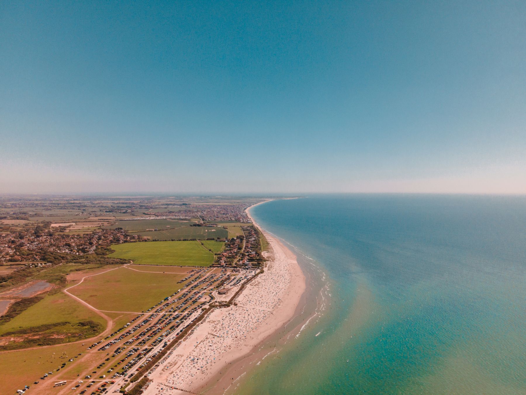 Aerial reference photograph looking along the beach and coastline at West Wittering.